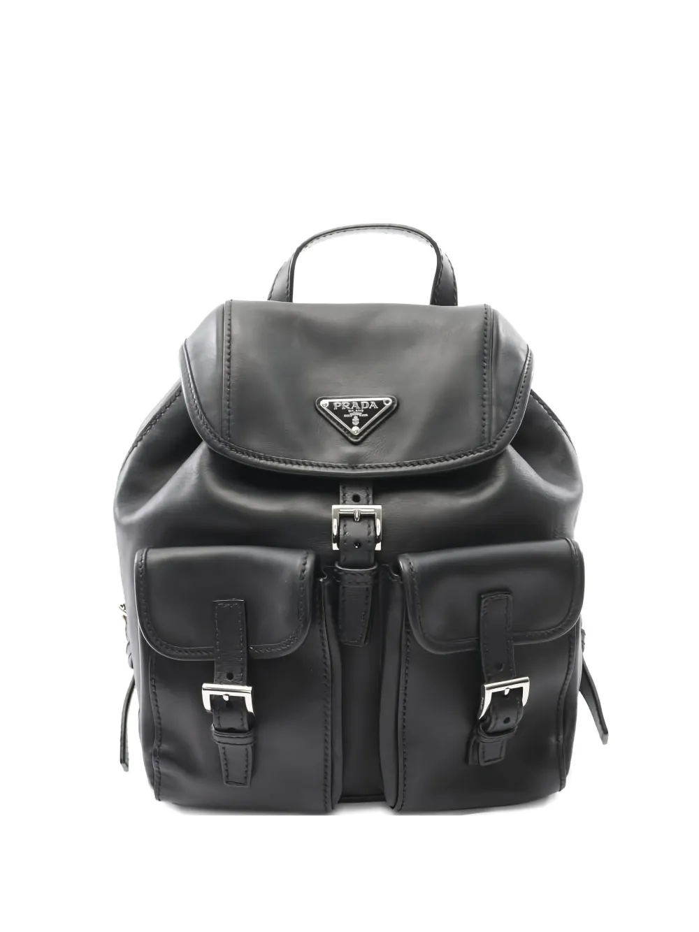 Prada Pre-Owned logo-plaque leather backpack - Nero