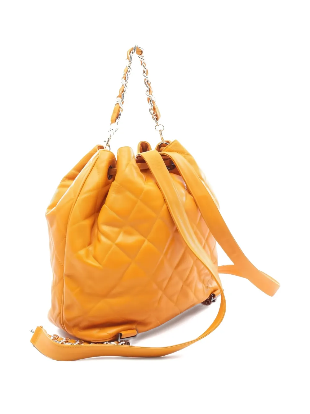 Pre-owned Chanel 1996-1997 Matelassé Backpack In Orange