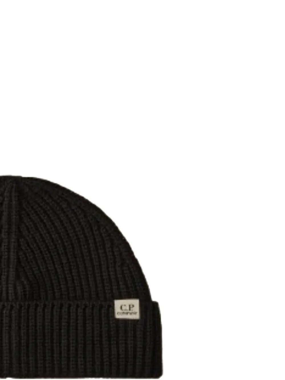 C.P. Company fisherman ribbed logo-patch beanie hat - Zwart