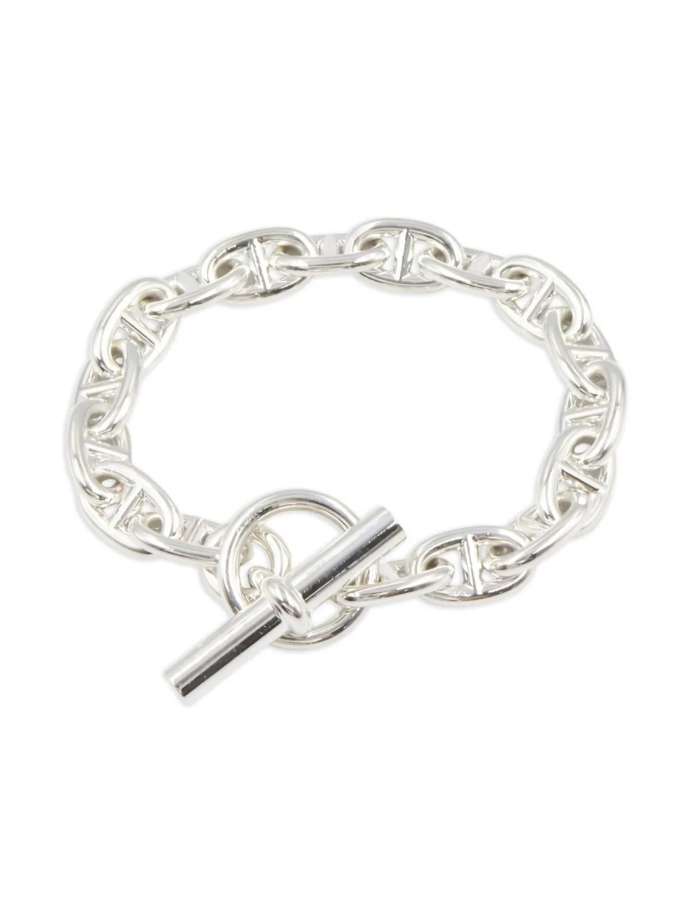 Pre-owned Hermes Chaîne D'ancre Mm Bracelet In Silver