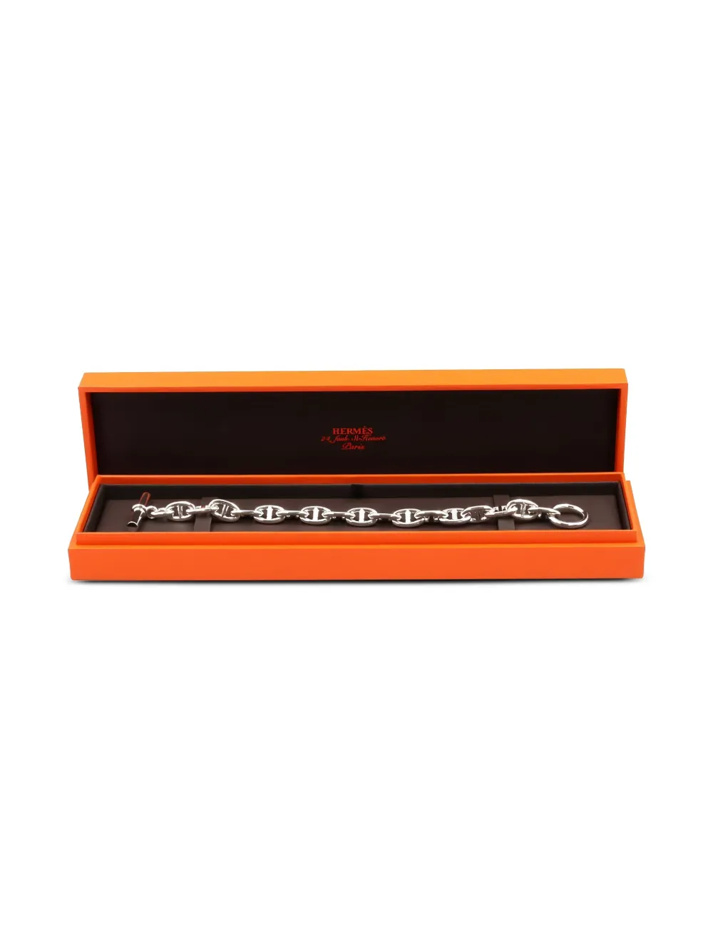 Pre-owned Hermes Chaîne D'ancre Mm Bracelet In Silver