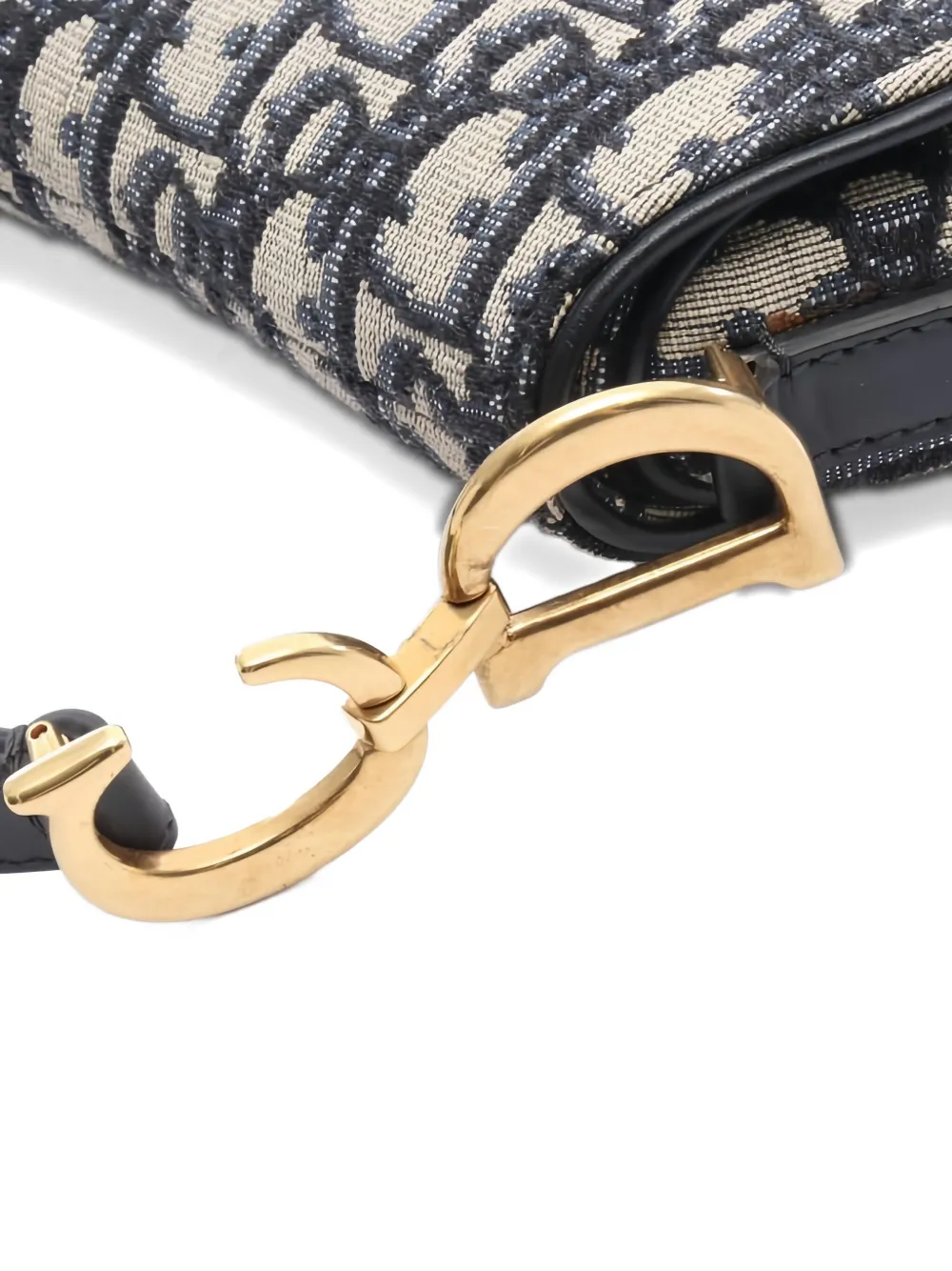 Pre-owned Dior 2010s Mini Saddle Oblique-jacquard Shoulder Bag In Gray