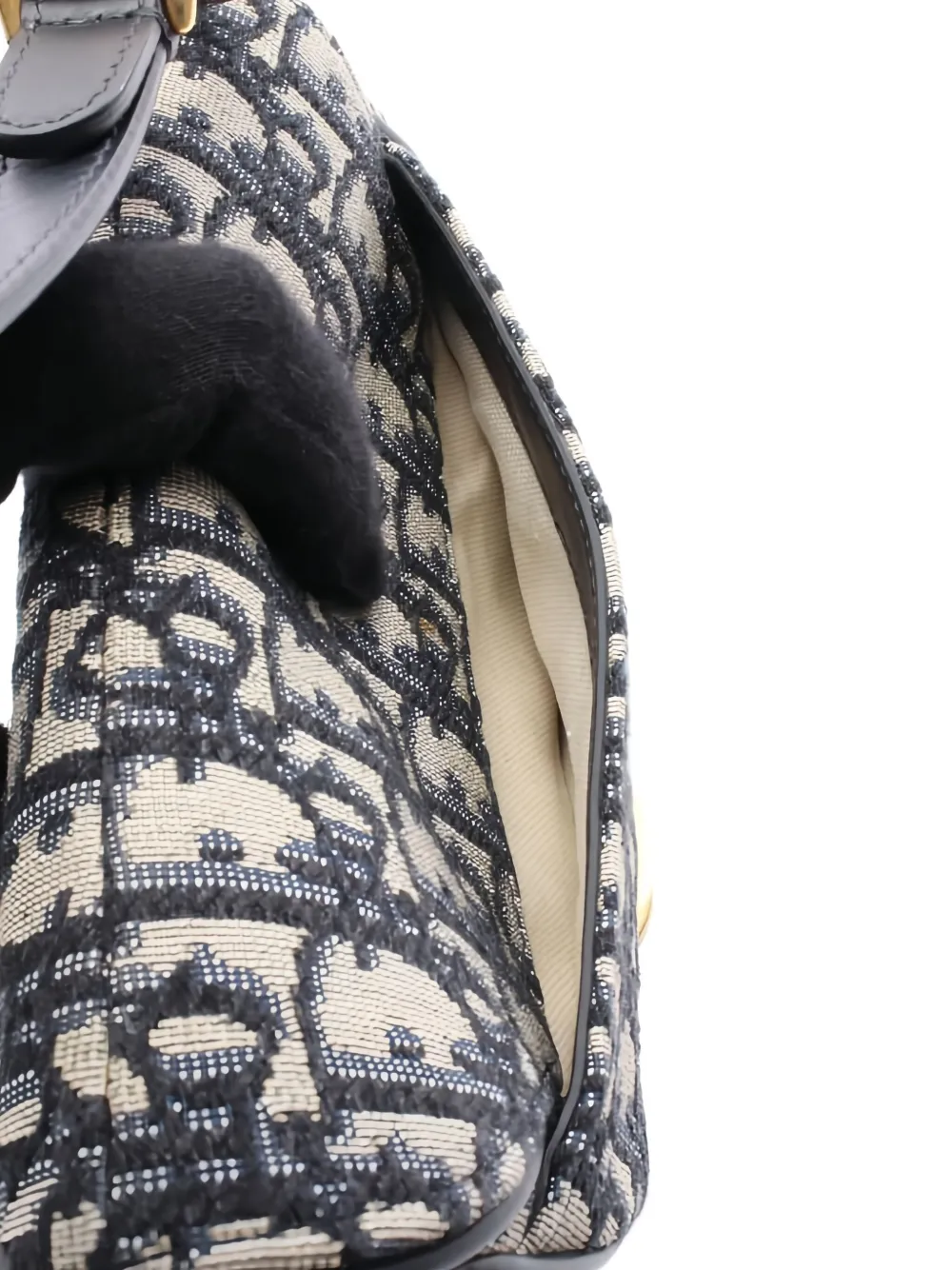 Pre-owned Dior 2010s Mini Saddle Oblique-jacquard Shoulder Bag In Gray