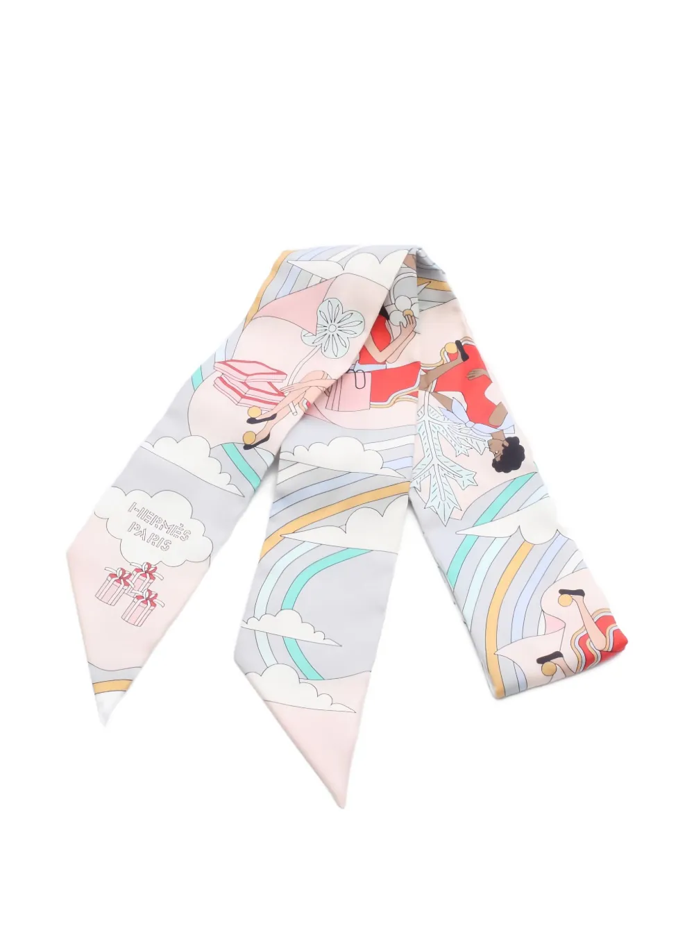 Hermès Pre-Owned mascada con listón estampado 2010 | gris | Image 1