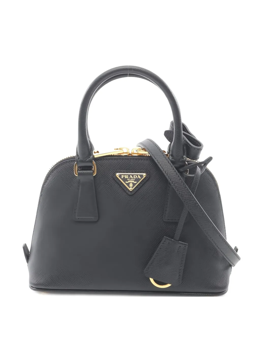 Prada Pre-Owned logo-plaque Saffiano-leather Handbag - Nero