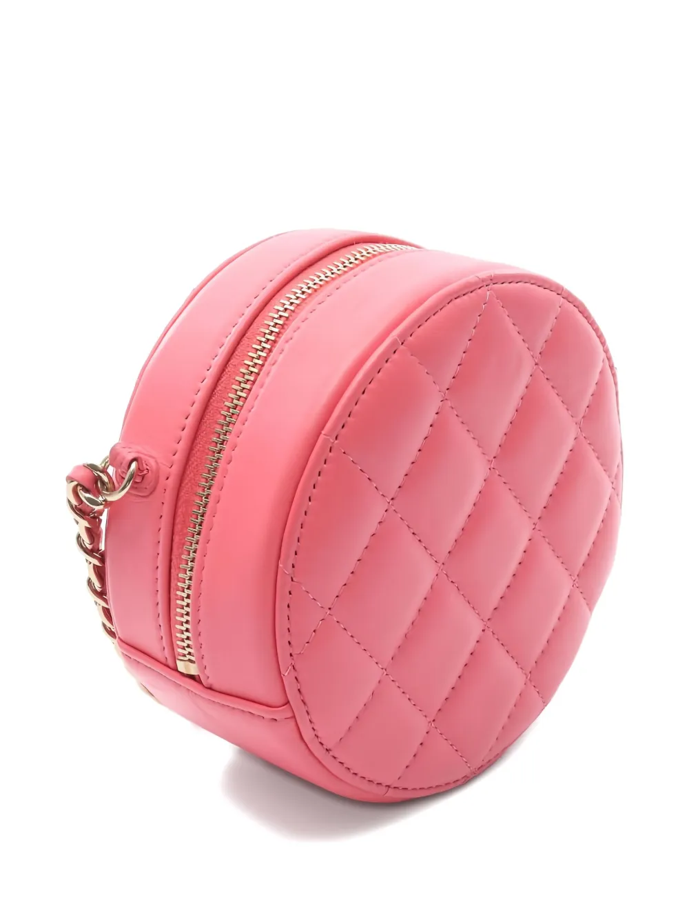 Pre-owned Chanel Diamond-quilted Round Shoulder Bag In Pink