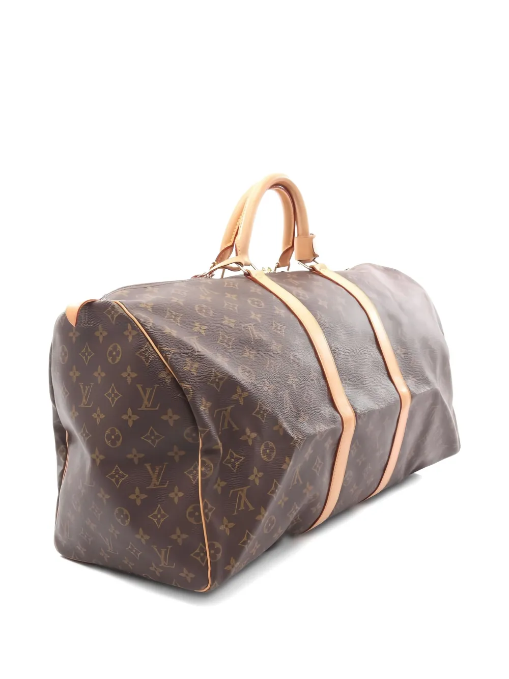 Pre-owned Louis Vuitton 2001 Monogram Keepall 55 Boston Bag In Brown