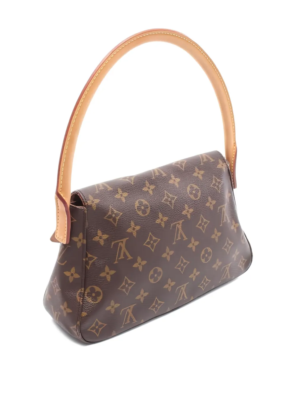 Pre-owned Louis Vuitton 2000 Mini Looping Monogram Tote Bag In Brown