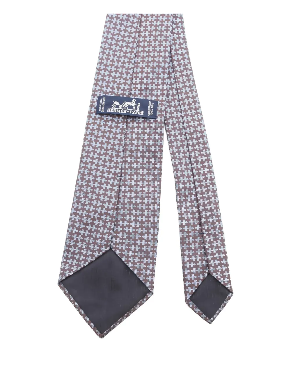 Pre-owned Hermes 2010s H-pattern Silk Tie In Blue