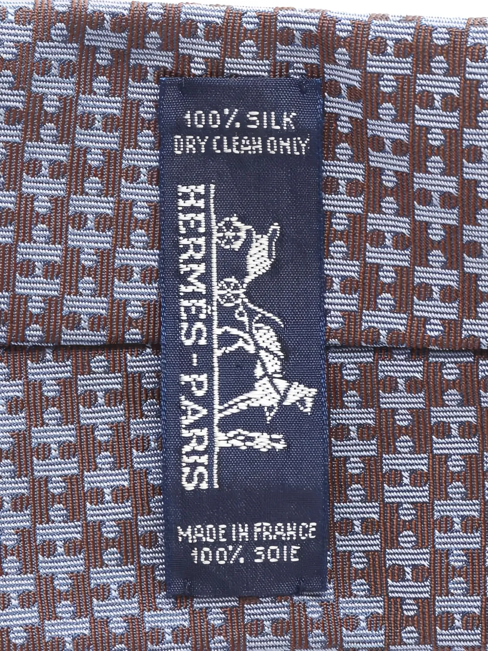 Pre-owned Hermes 2010s H-pattern Silk Tie In Blue
