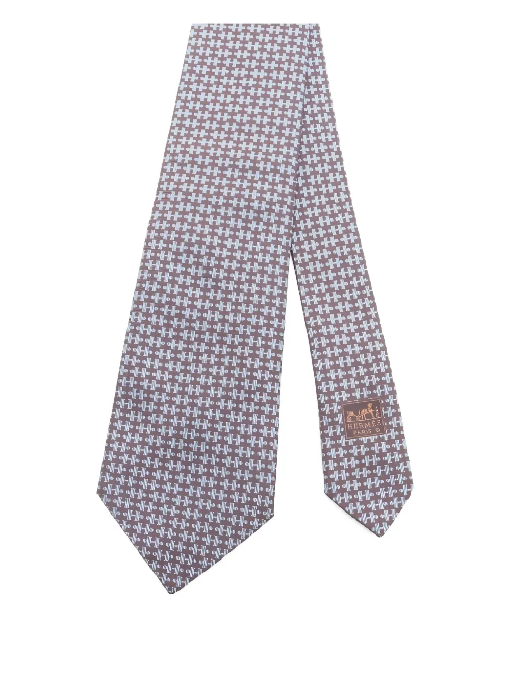 Pre-owned Hermes 2010s H-pattern Silk Tie In Blue