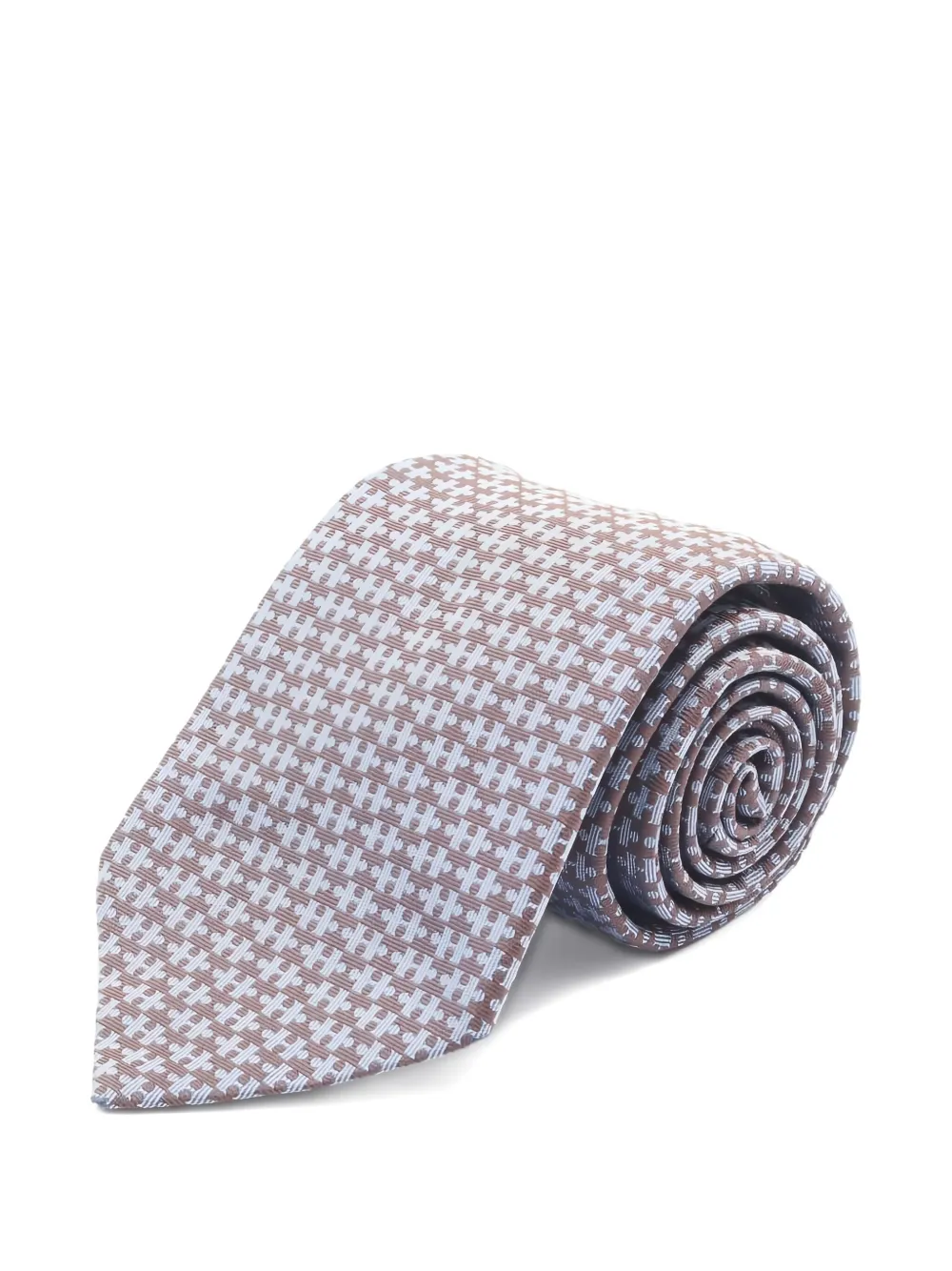 Pre-owned Hermes 2010s H-pattern Silk Tie In Blue
