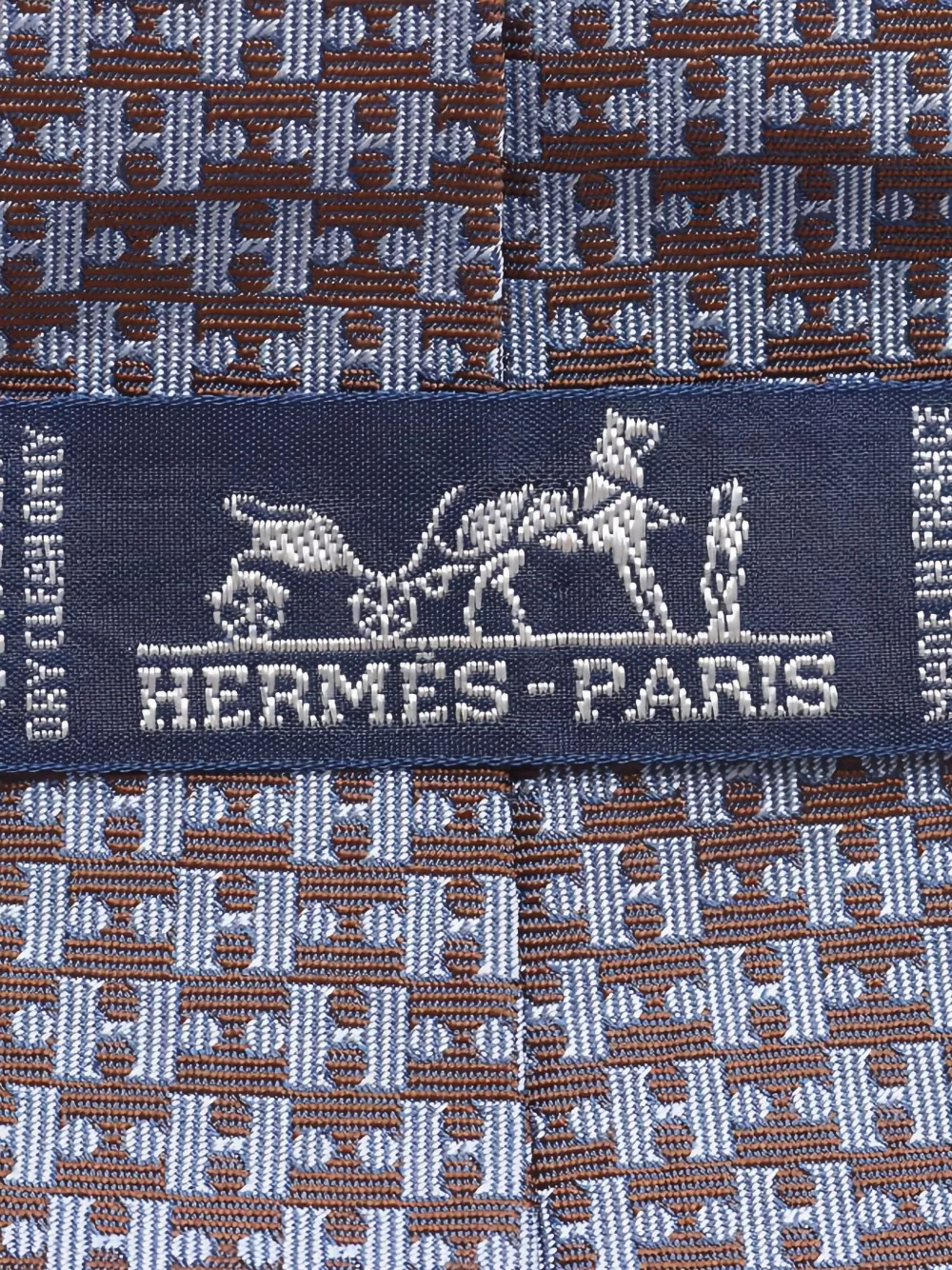 Pre-owned Hermes 2010s H-pattern Silk Tie In Blue