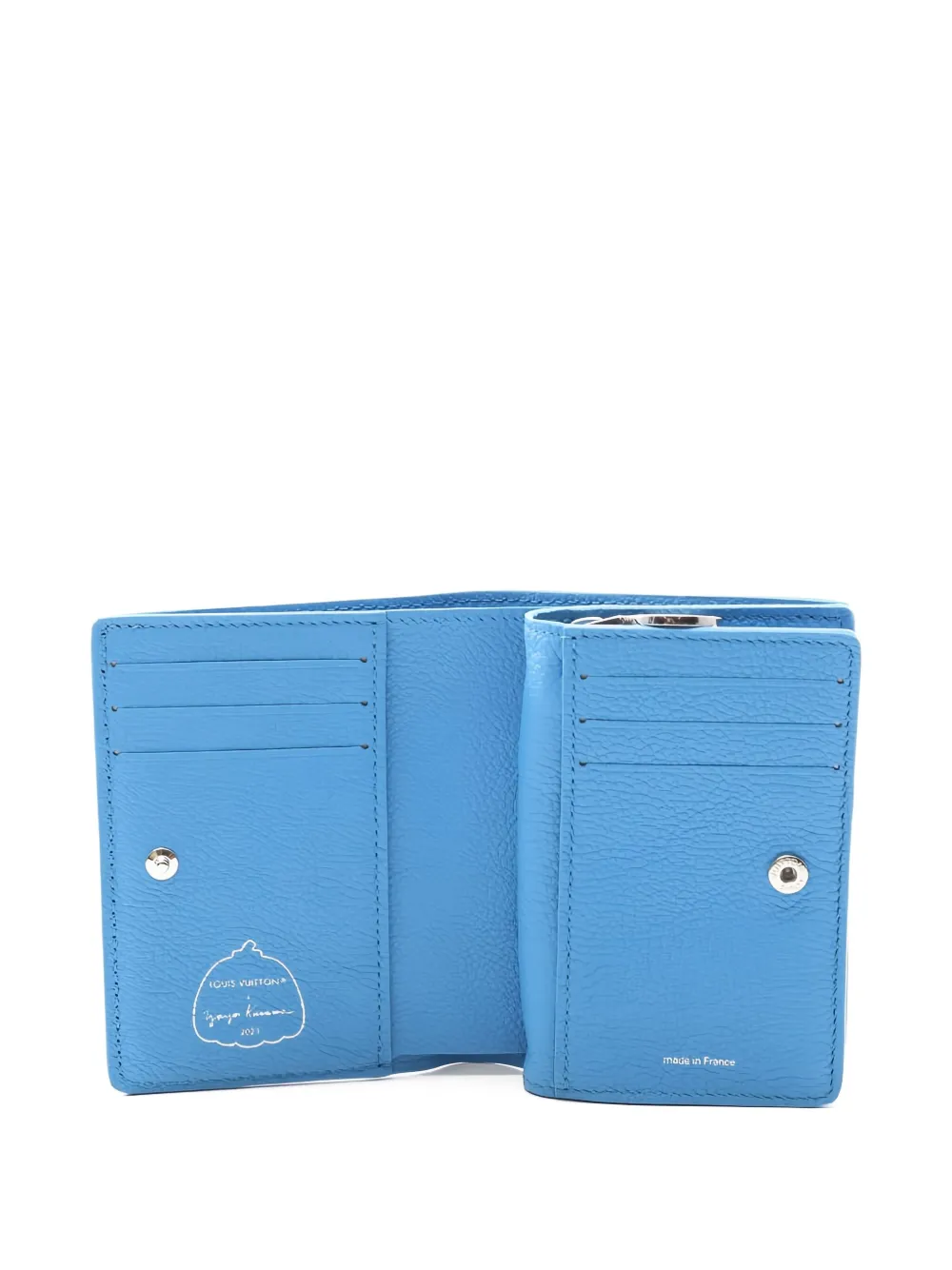 Pre-owned Louis Vuitton X Yayoi Kusama Monogram-empreinte Bi-fold Wallet In Blue