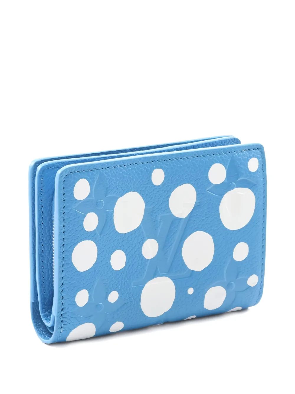 Pre-owned Louis Vuitton X Yayoi Kusama Monogram-empreinte Bi-fold Wallet In Blue