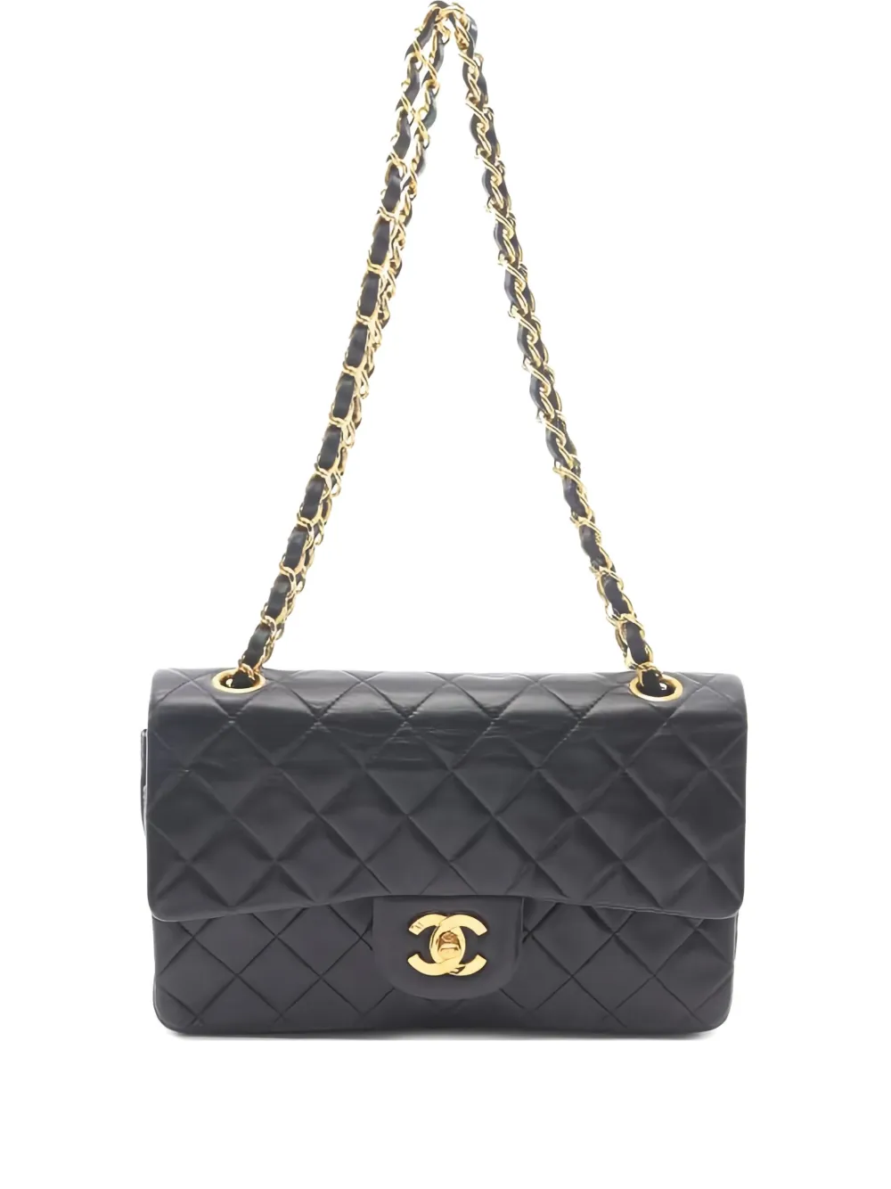Pre-owned Chanel Double Flap Shoulder Bag In Black