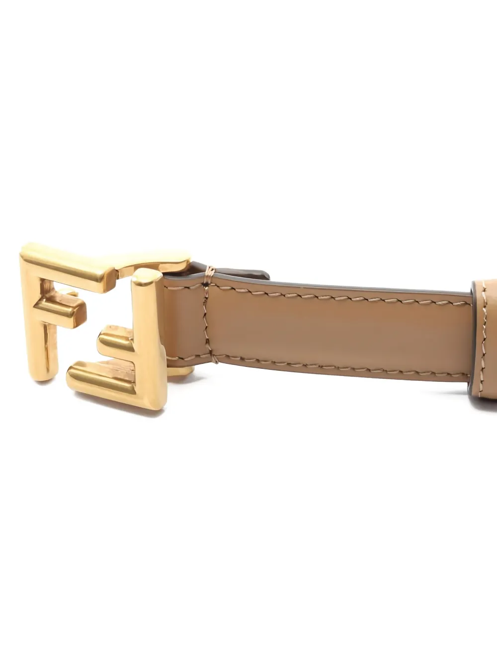 Pre-owned Fendi 2020s Ff Logo Buckle Belt In Neutral