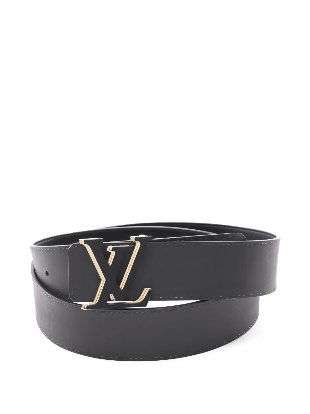 Pre-owned Louis Vuitton 2022 Lv Optic Reversible Leather Belt In Black