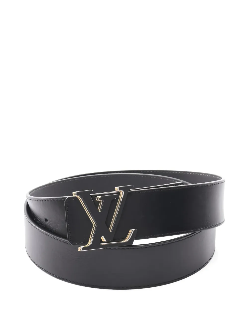 Pre-owned Louis Vuitton 2022 Lv Optic Reversible Leather Belt In Black