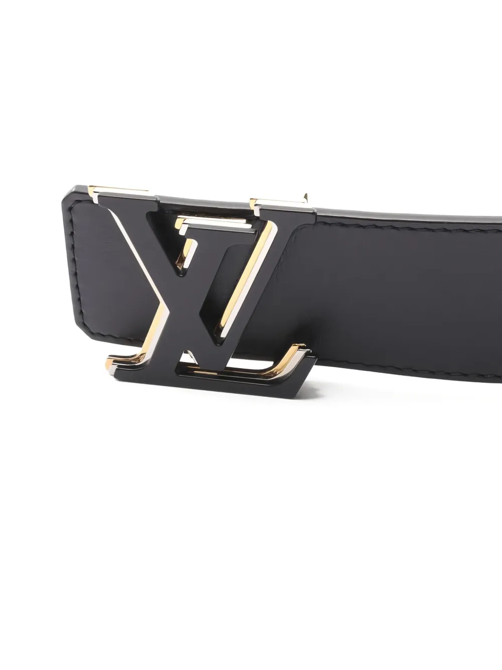 Pre-owned Louis Vuitton 2022 Lv Optic Reversible Leather Belt In Black
