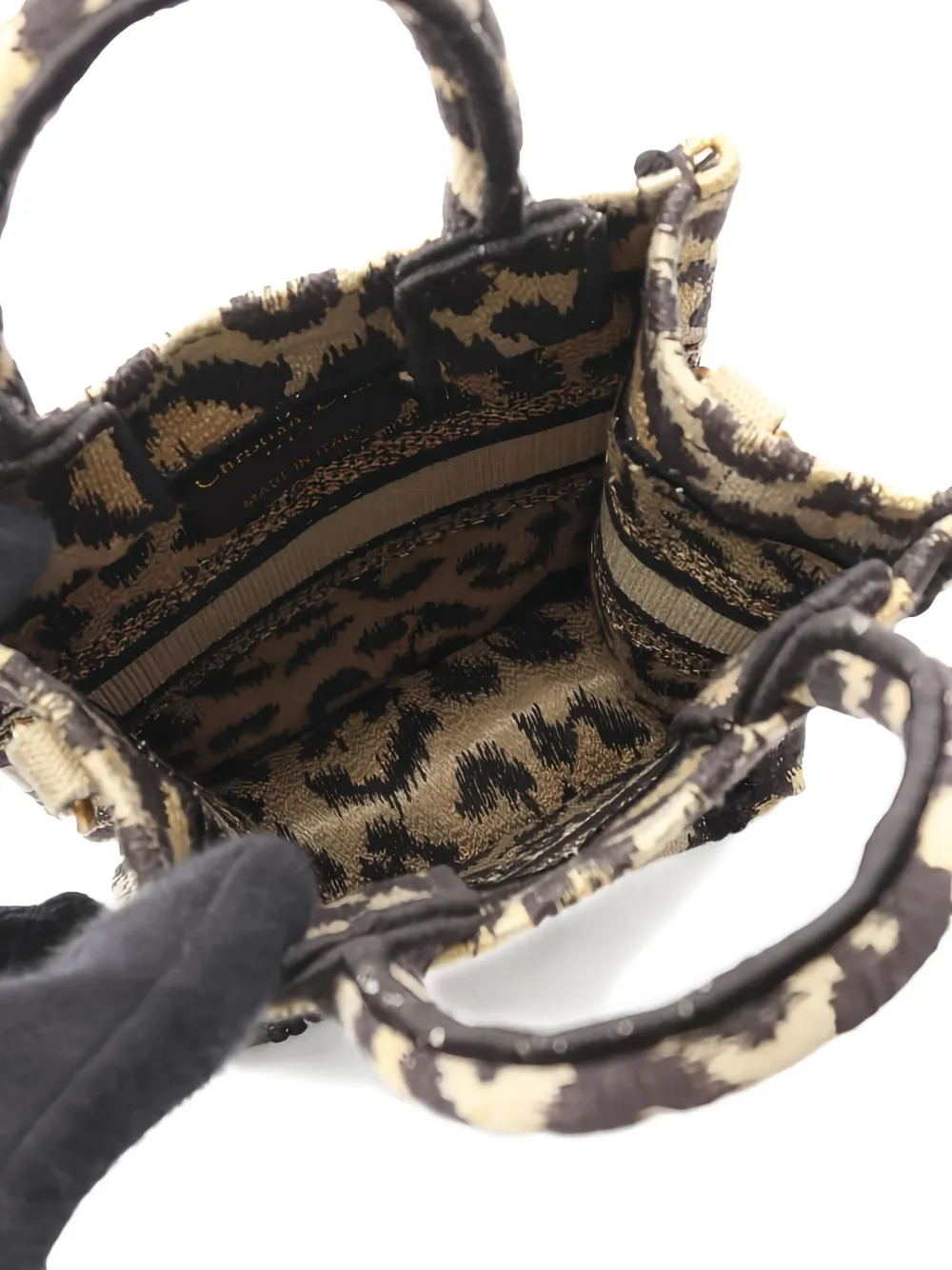 Pre-owned Dior 2010s Book Tote Leopard Canvas Mini Bag In Neutral