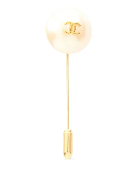 CHANEL Pre-Owned broche con logo CC 1986-1988