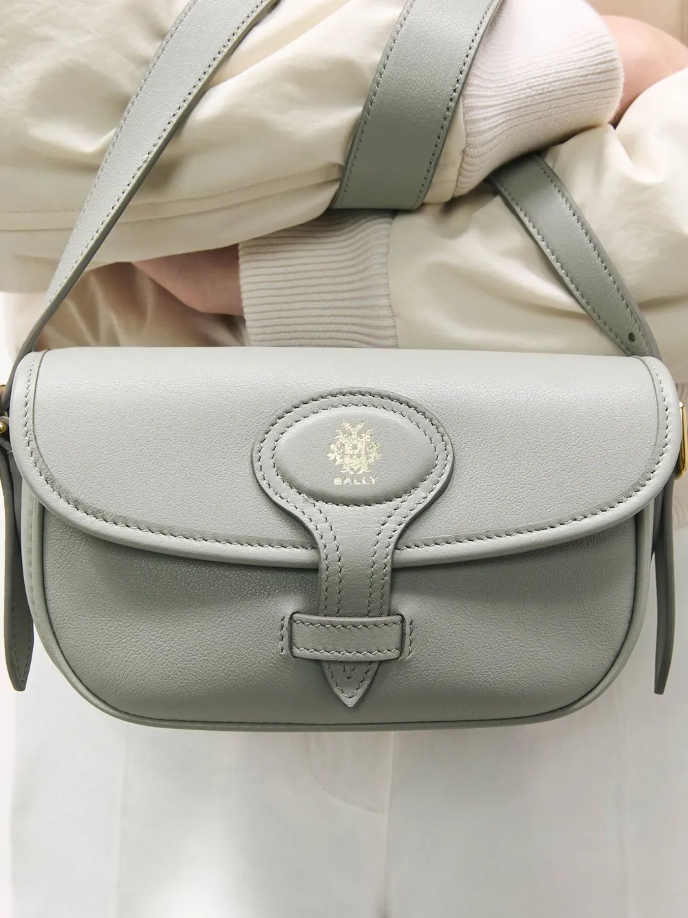 Bally Beckett kleine leren schoudertas Grijs