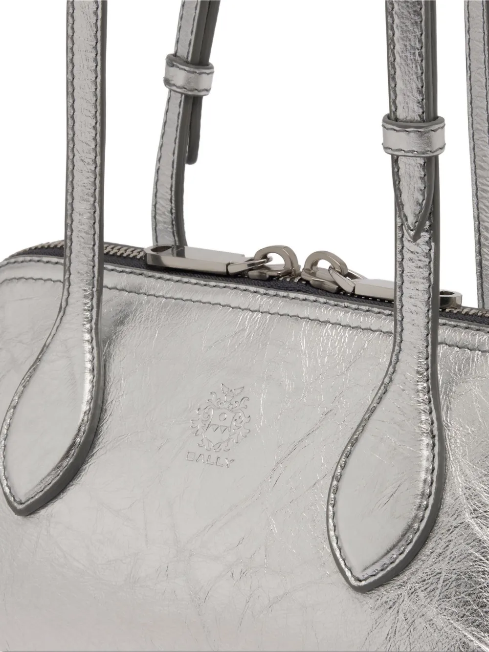 Bally Mini Praline Leather Shoulder Bag In Silver