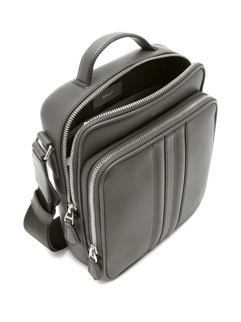 Bally Mythos Zip Leather Shoulder Bag In Gray