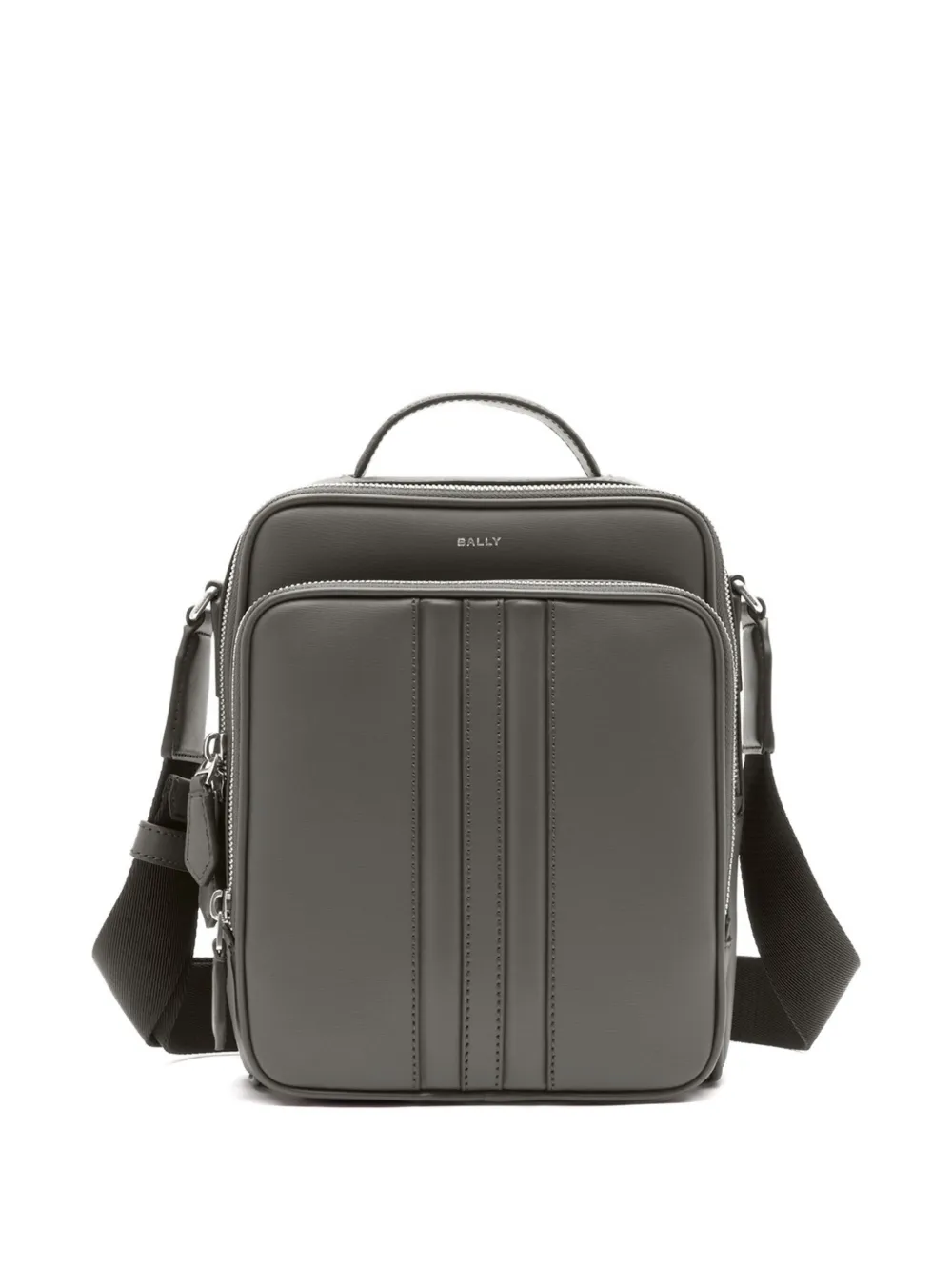 Bally Mythos Zip Leather Shoulder Bag In Gray