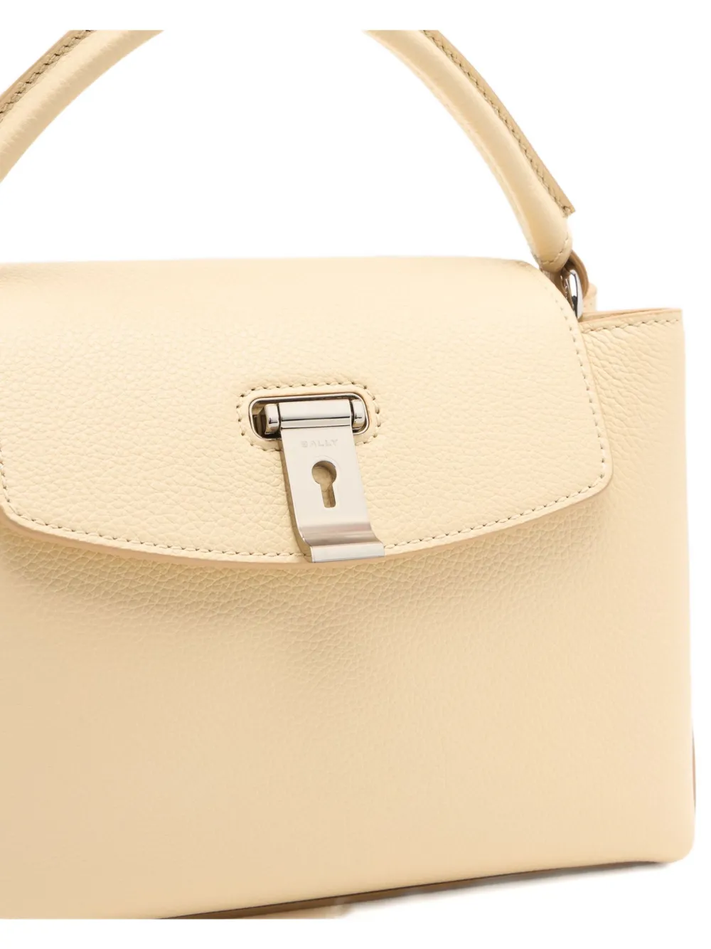 Bally Small Lock Me Leather Tote Bag In Neutral