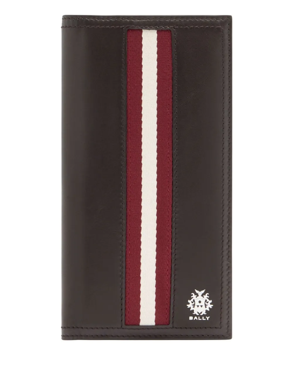 Bally Ray Continental Striped Leather Wallet In Brown
