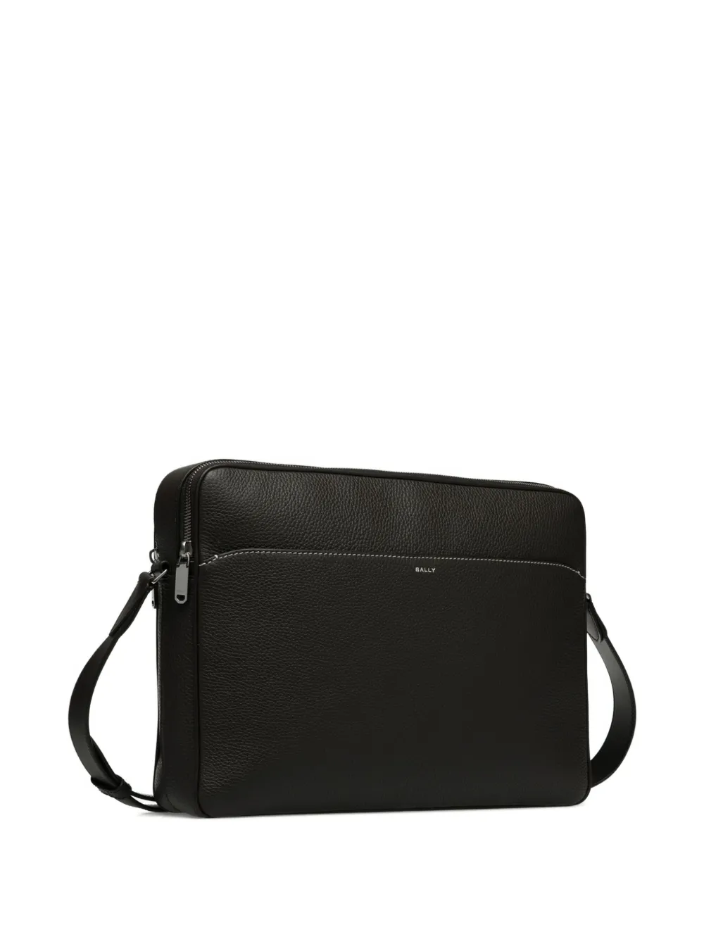 Bally Zip Leather Laptop Bag In Black