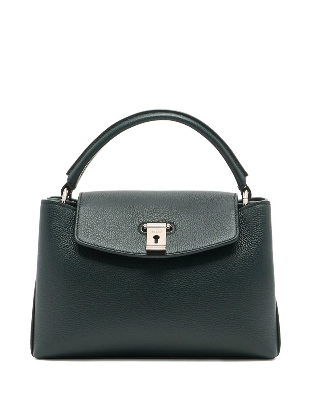 Bally Small Lock Me Grained Leather Tote Bag In Green