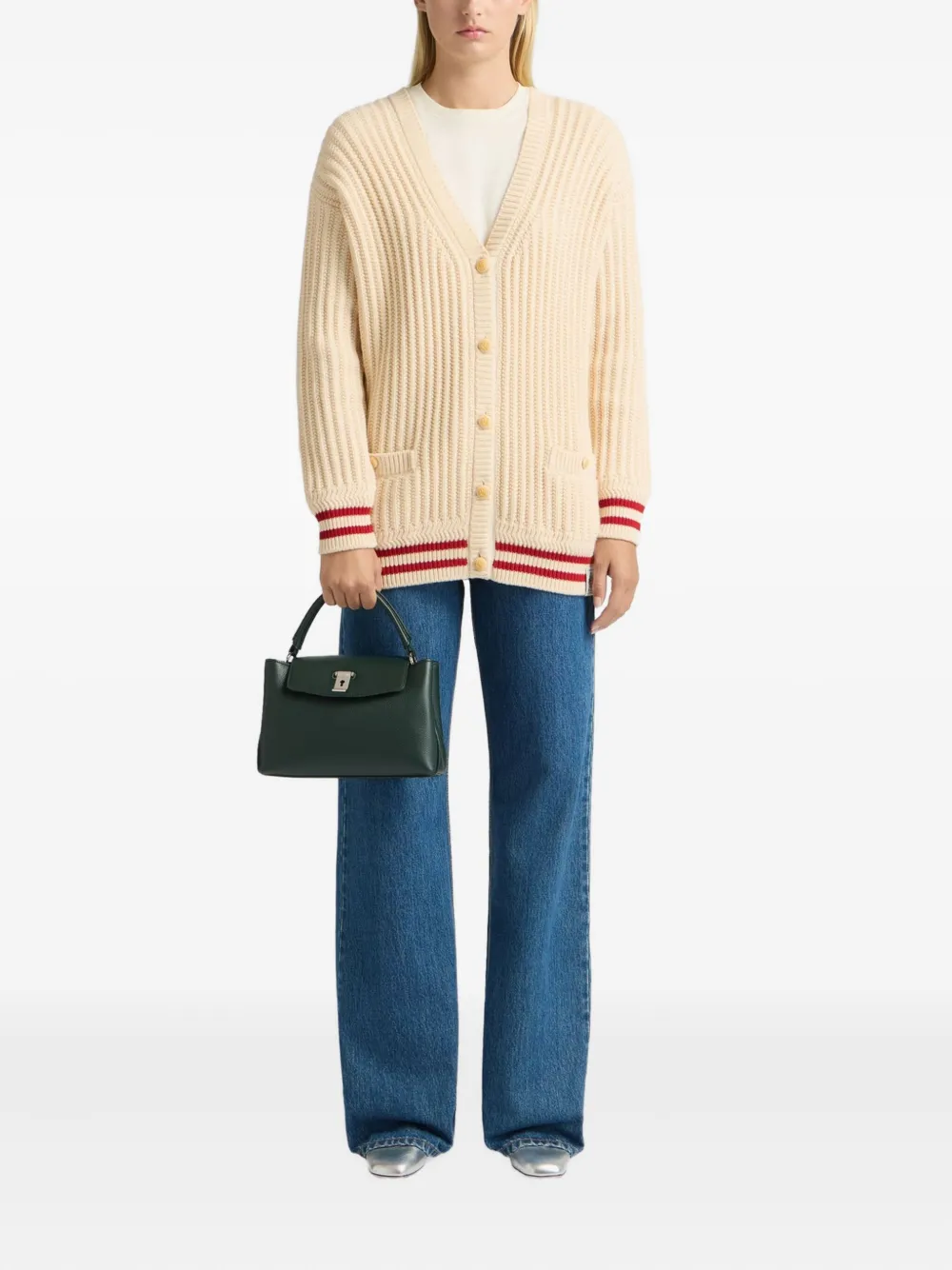 Bally Small Lock Me Grained Leather Tote Bag In Green
