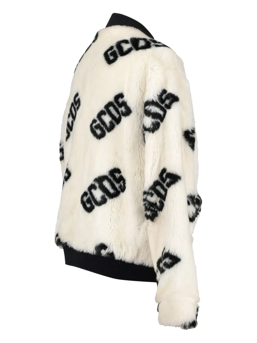 GCDS logo-print faux-fur bomber jacket | Image 2