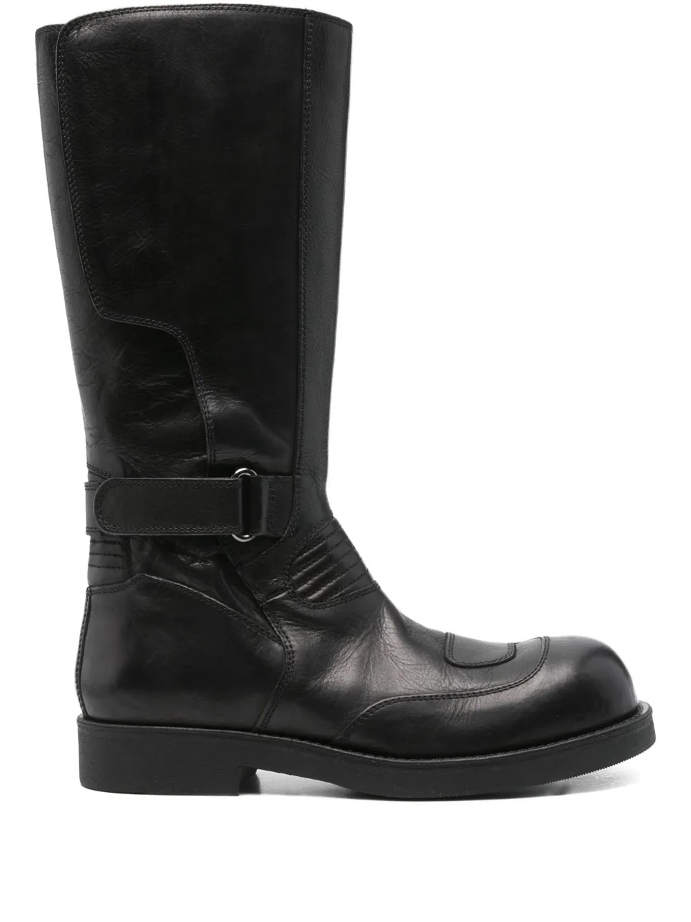 Mm6 Maison Margiela High Shaft Round Toe Stitched Boots In Black