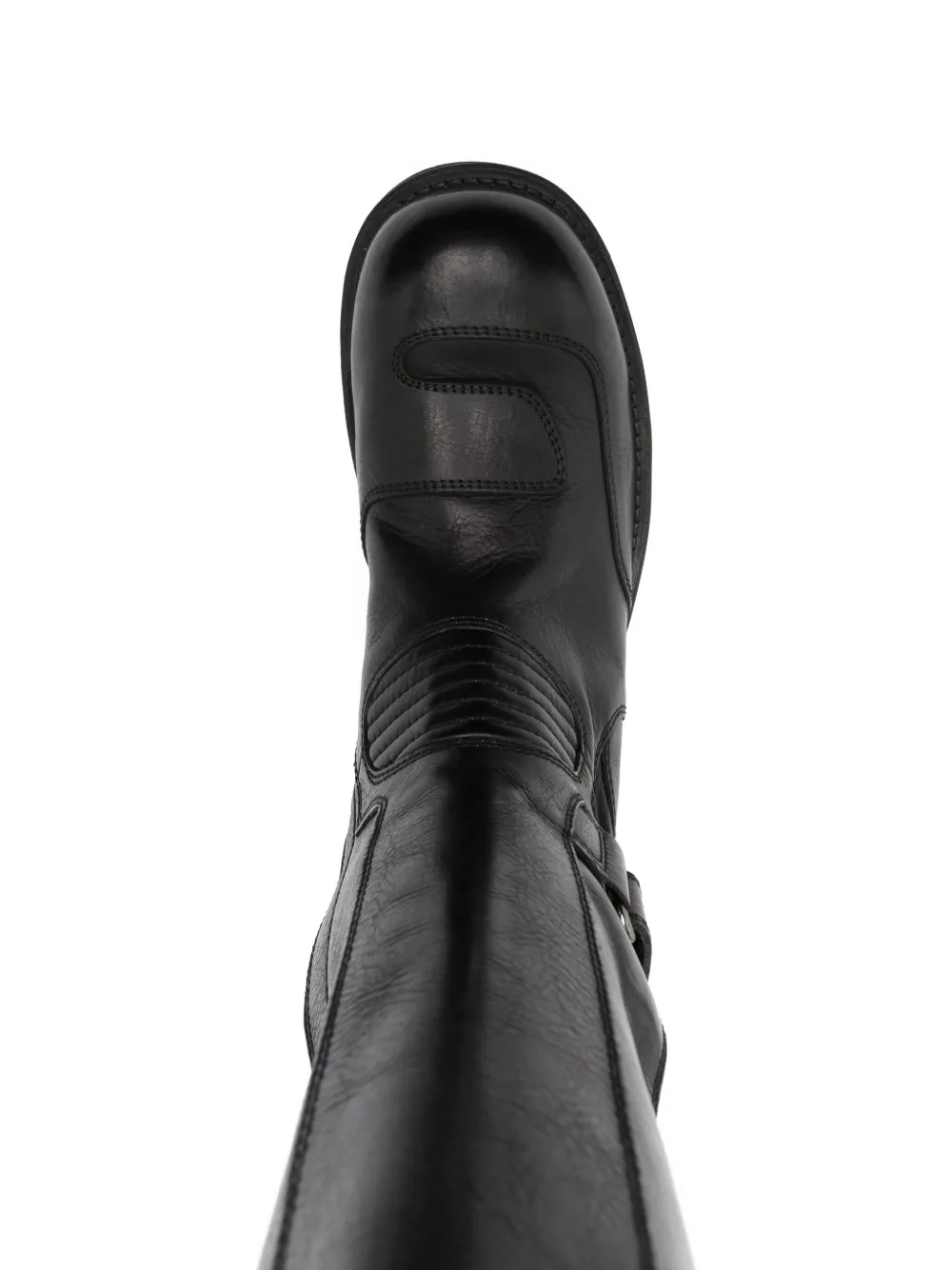 Mm6 Maison Margiela High Shaft Round Toe Stitched Boots In Black