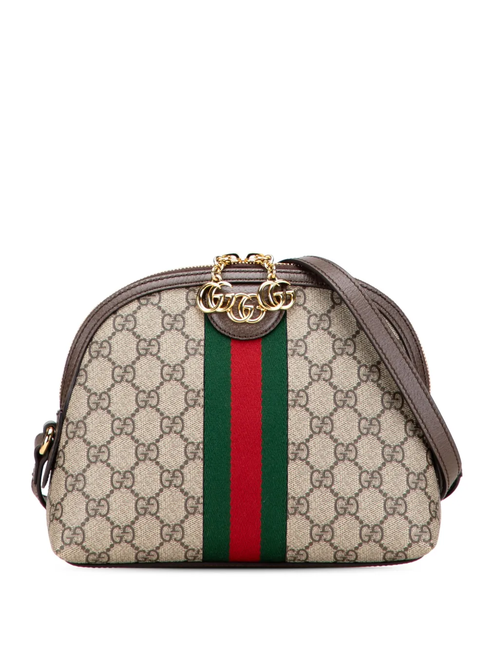 Gucci Pre-Owned 2016-2025 スモール GGスプリーム オフィディア ドーム ショルダーバッグ - ブラウン Gucci Pre-Owned 2016-2025 スモール GGスプリーム オフィディア ドーム ショルダーバッグ - ブラウン