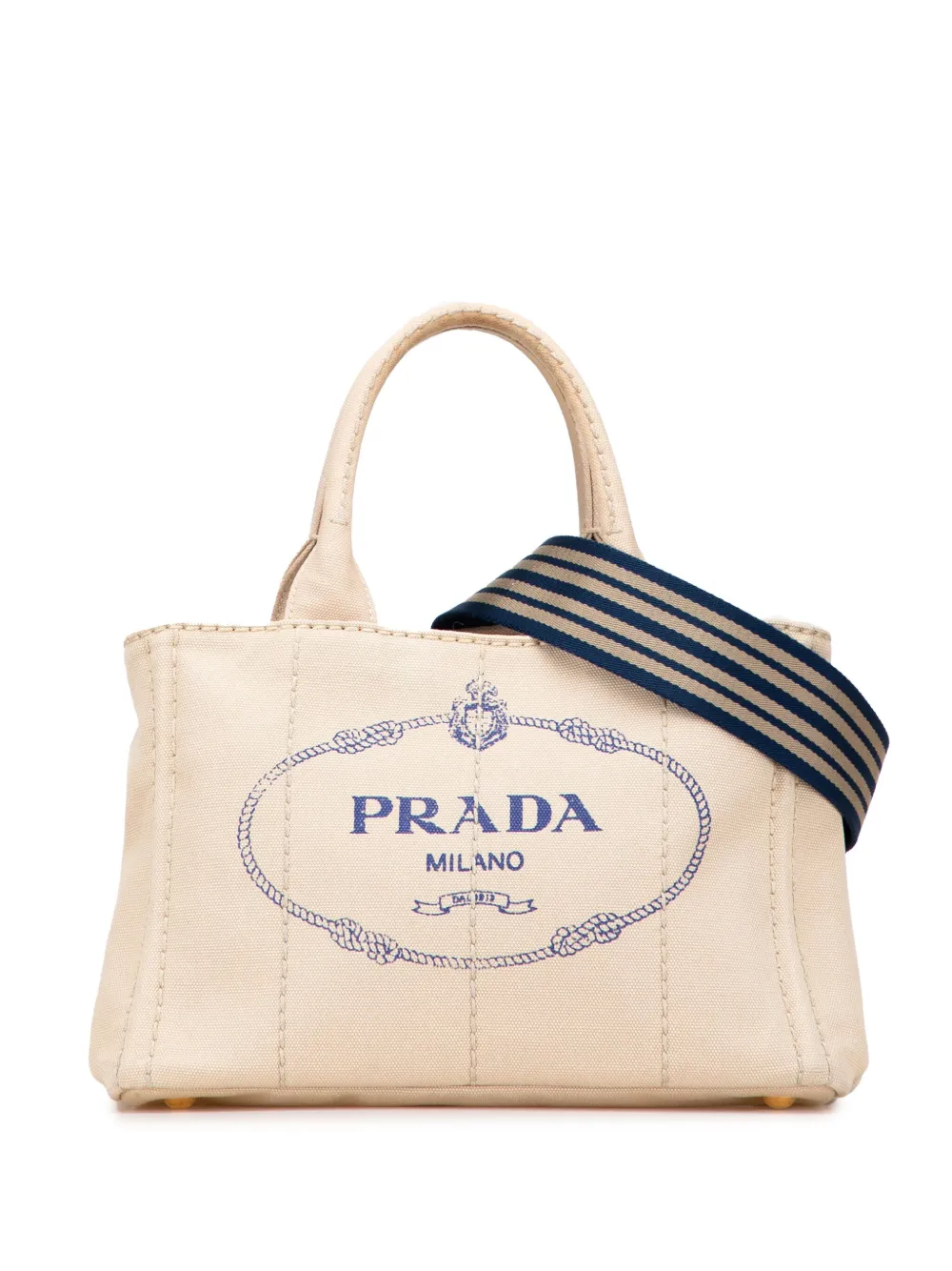 Pre-owned Prada 2013-2025 Small Canvas Canapa Logo Satchel In Brown
