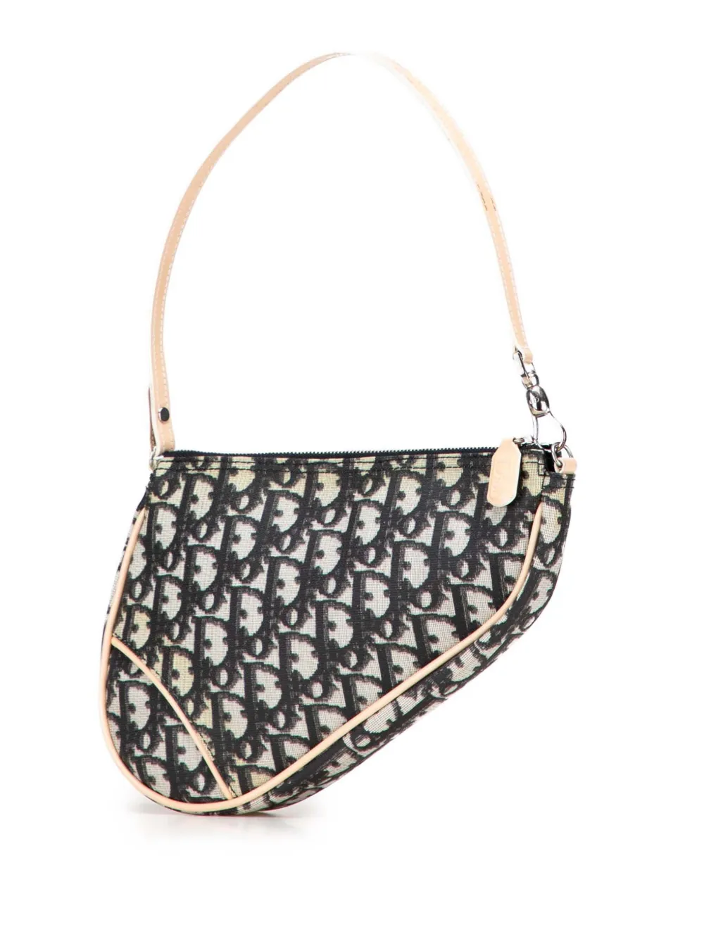 Pre-owned Dior 2001 Mini Issimo Coated Canvas Saddle Pochette Shoulder Bag In Black