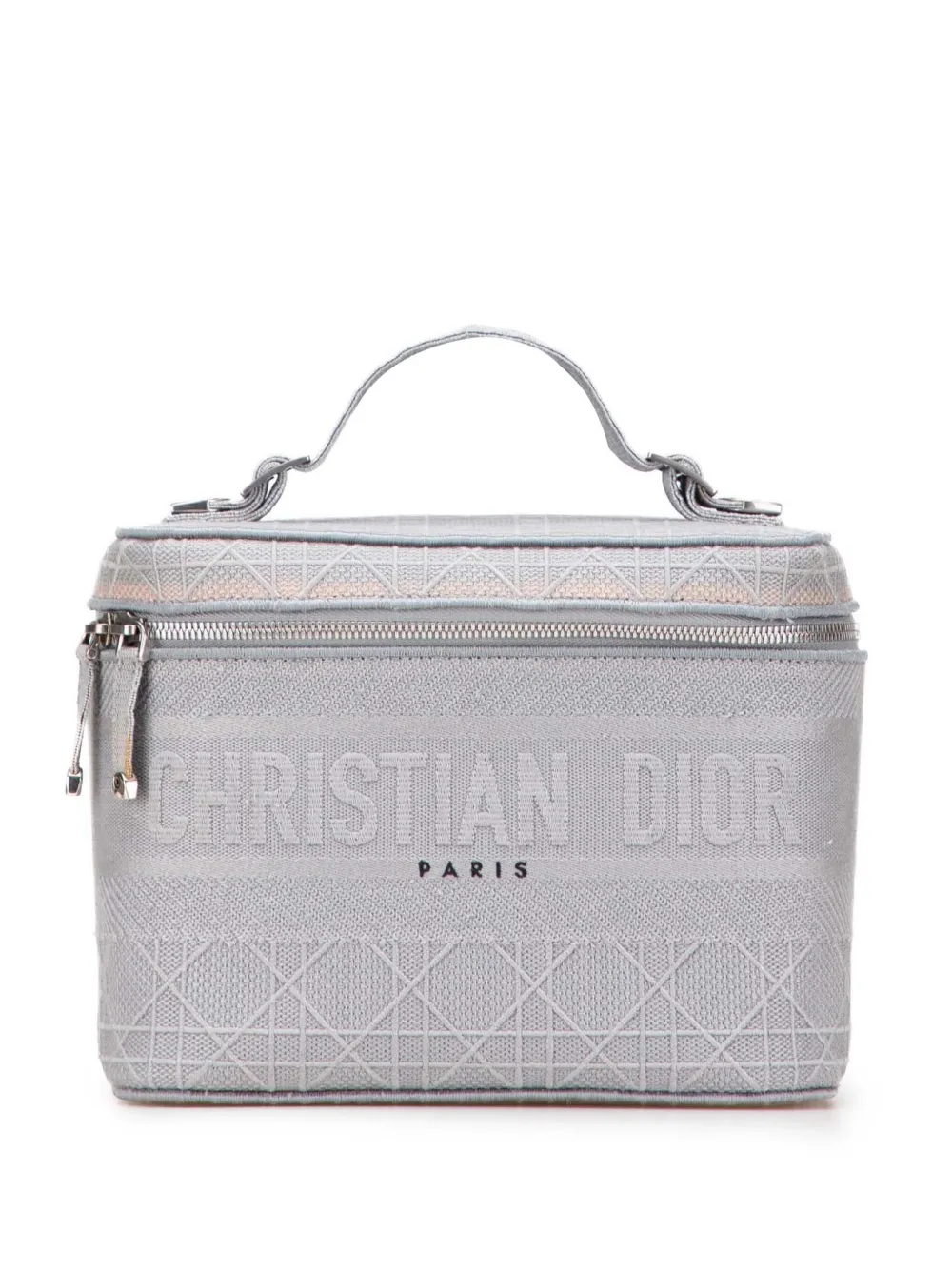 Christian Dior Pre-Owned 2020 キャンバス カナージュ ディオールトラベル バニティバッグ - グレー Christian Dior Pre-Owned 2020 キャンバス カナージュ ディオールトラベル バニティバッグ - グレー