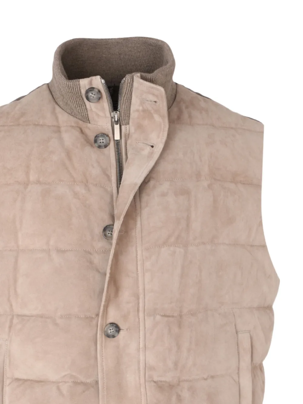 Peserico Button Padded Vest In Neutral
