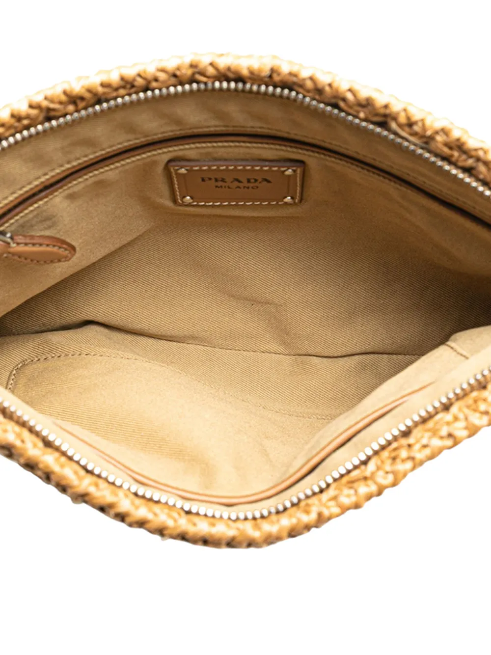 Pre-owned Prada 2000-2013 Raffia Crochet Clutch Bag In Brown