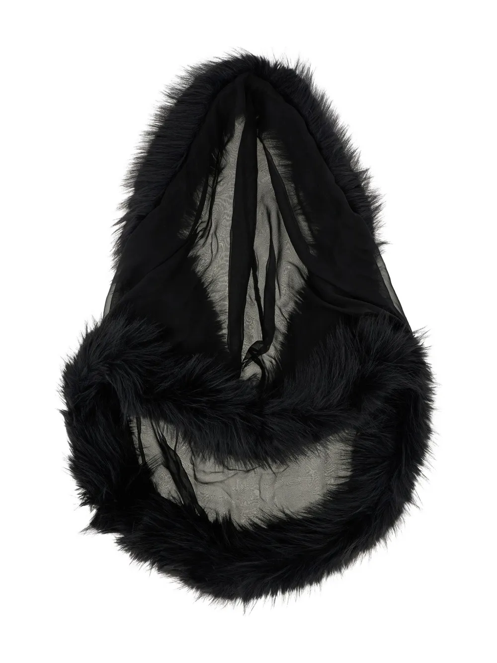 DSQUARED2 silk chiffon hooded stole - Zwart