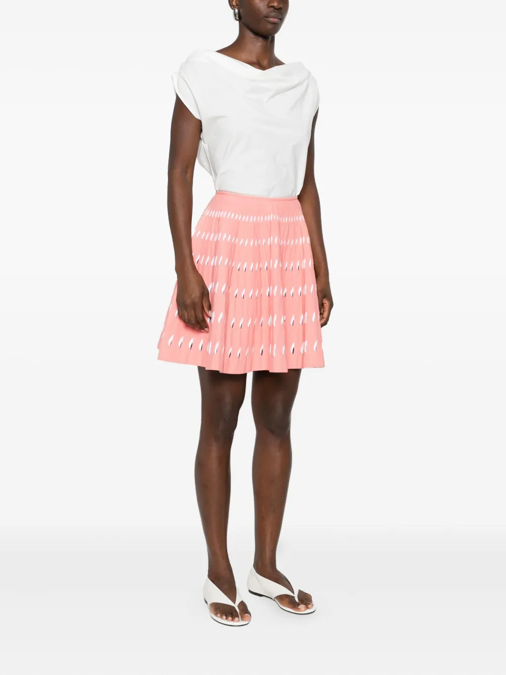 Pre-owned Alaïa 2000s Cut-out Mini Skirt In Pink