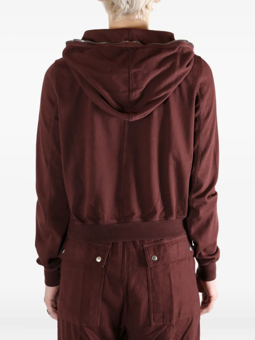 Rick Owens Drkshdw Hooded Zip-fastening Top In Brown