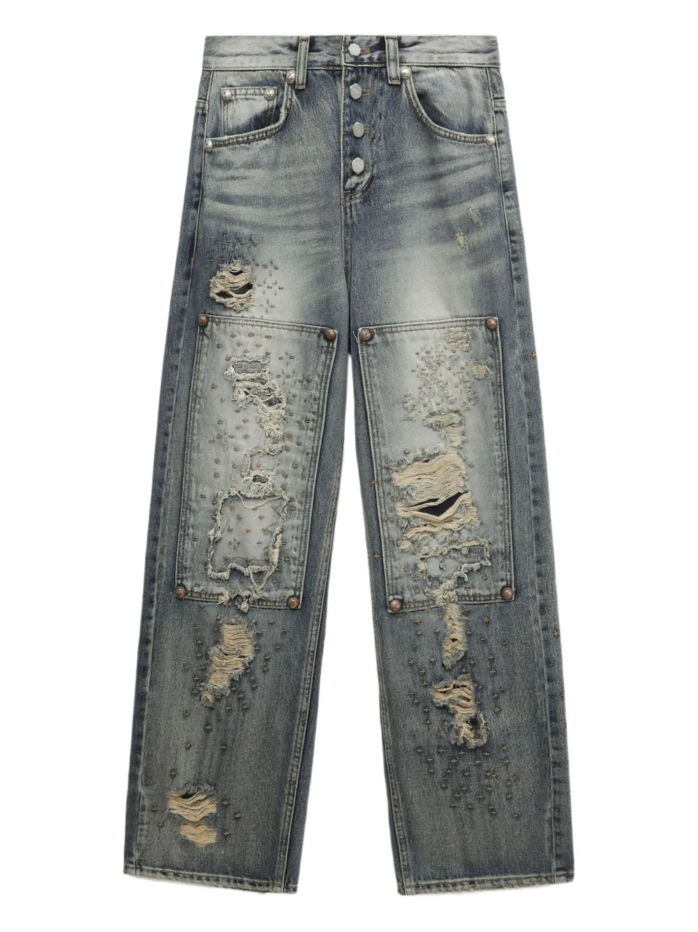 Thug Club Distressed Studded Jeans In Animal Print