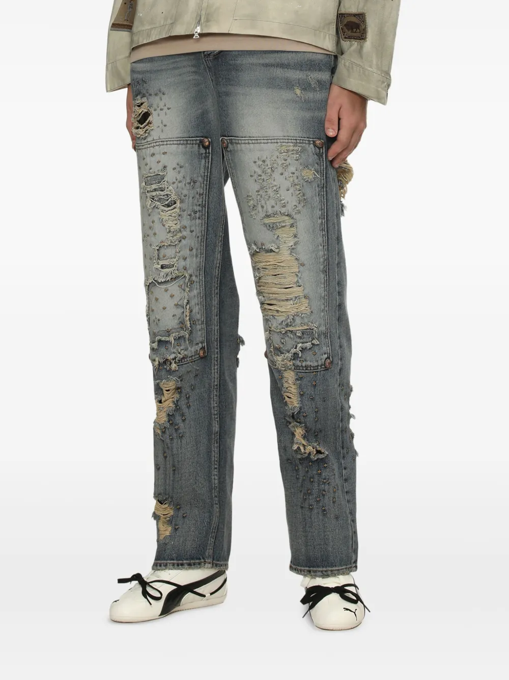  Thug Club Distressed Studded Jeans - Blue 