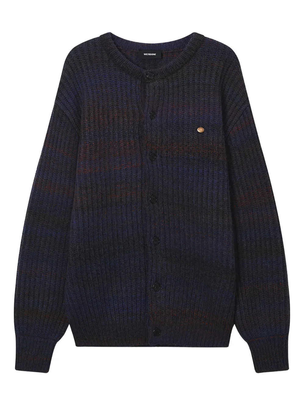 We11 Done Button Ribbed Cardigan In Blue
